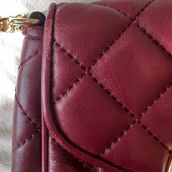 Michael Kors Fulton Quilted Cherry Red Leather Crossbody - Picture 11 of 13